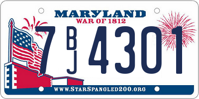 MD license plate 7BJ4301