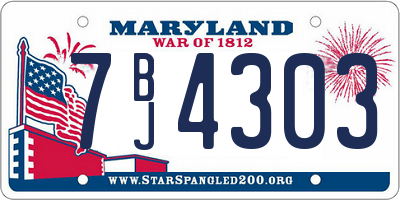 MD license plate 7BJ4303