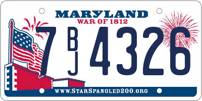 MD license plate 7BJ4326