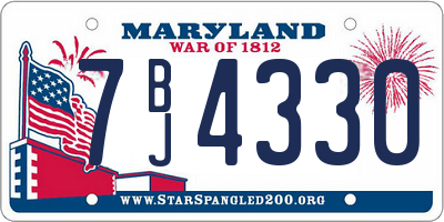 MD license plate 7BJ4330
