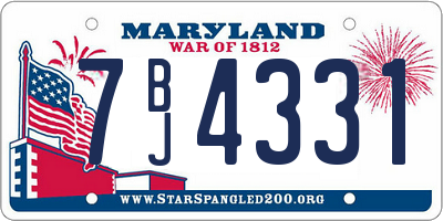MD license plate 7BJ4331