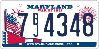 MD license plate 7BJ4348