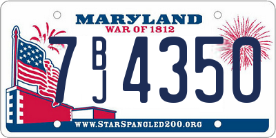 MD license plate 7BJ4350