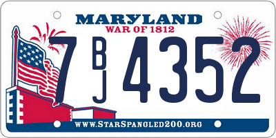 MD license plate 7BJ4352