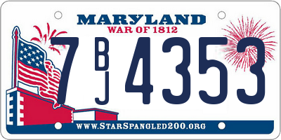 MD license plate 7BJ4353