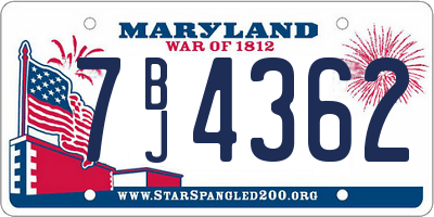 MD license plate 7BJ4362