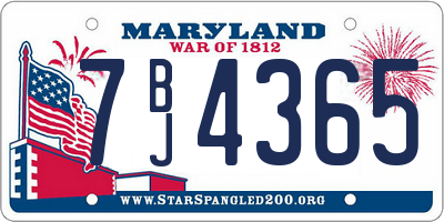 MD license plate 7BJ4365
