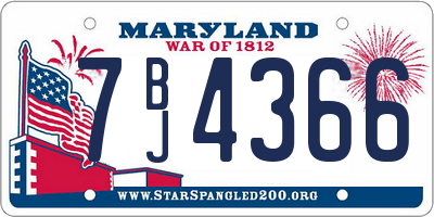 MD license plate 7BJ4366