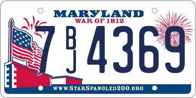 MD license plate 7BJ4369