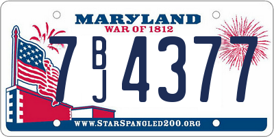 MD license plate 7BJ4377