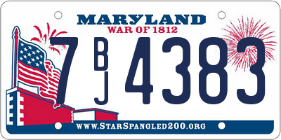 MD license plate 7BJ4383