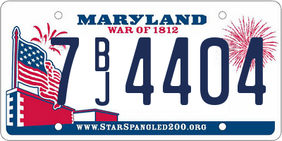 MD license plate 7BJ4404