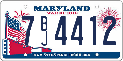 MD license plate 7BJ4412