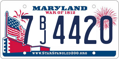 MD license plate 7BJ4420