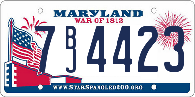 MD license plate 7BJ4423