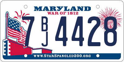 MD license plate 7BJ4428