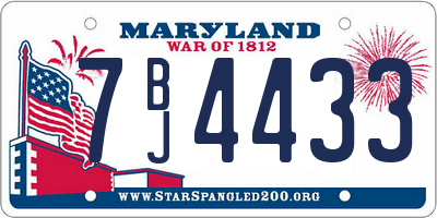 MD license plate 7BJ4433