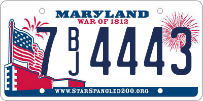 MD license plate 7BJ4443
