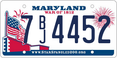 MD license plate 7BJ4452