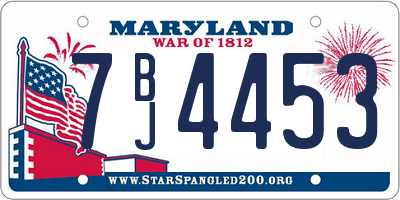 MD license plate 7BJ4453