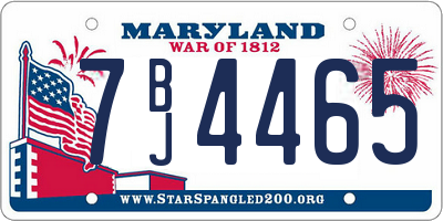 MD license plate 7BJ4465