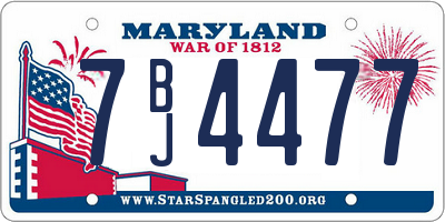 MD license plate 7BJ4477