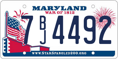 MD license plate 7BJ4492