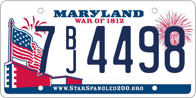 MD license plate 7BJ4498