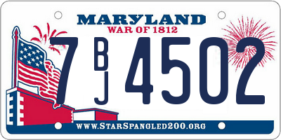 MD license plate 7BJ4502