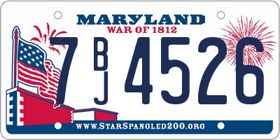 MD license plate 7BJ4526