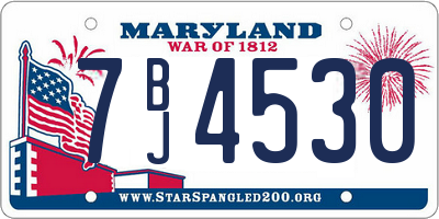 MD license plate 7BJ4530
