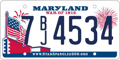 MD license plate 7BJ4534