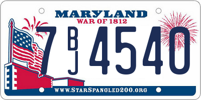 MD license plate 7BJ4540