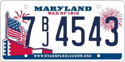 MD license plate 7BJ4543