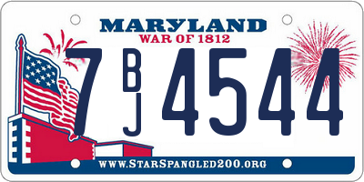 MD license plate 7BJ4544