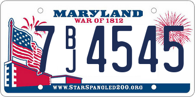 MD license plate 7BJ4545