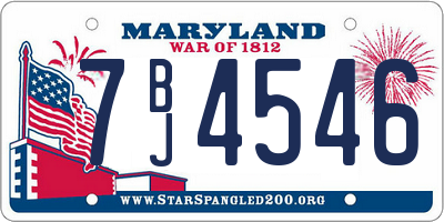 MD license plate 7BJ4546