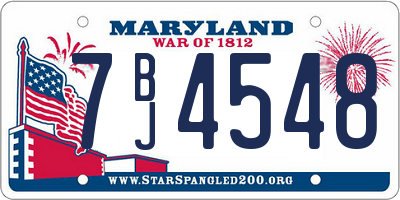 MD license plate 7BJ4548