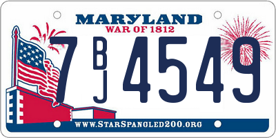 MD license plate 7BJ4549