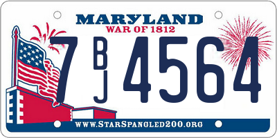 MD license plate 7BJ4564