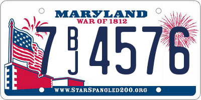MD license plate 7BJ4576