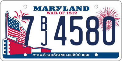MD license plate 7BJ4580