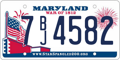 MD license plate 7BJ4582