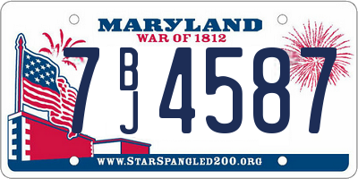 MD license plate 7BJ4587