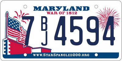 MD license plate 7BJ4594