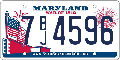 MD license plate 7BJ4596
