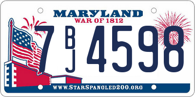 MD license plate 7BJ4598