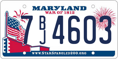 MD license plate 7BJ4603