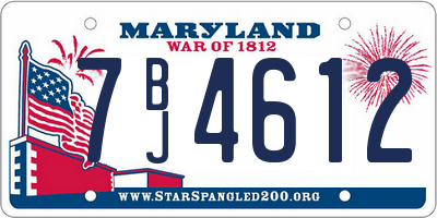 MD license plate 7BJ4612