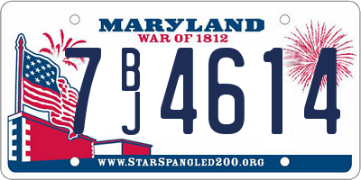 MD license plate 7BJ4614